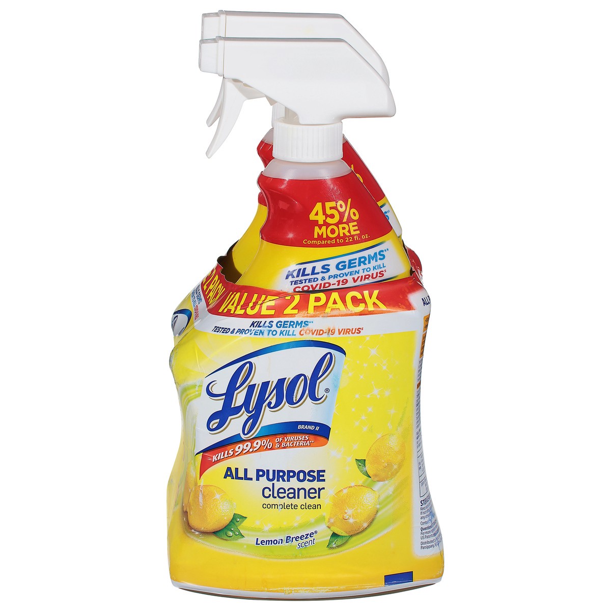 slide 1 of 9, Lysol All-Purpose Cleaner, Sanitizing and Disinfecting Spray, To Clean and Deodorize, Lemon Breeze Scent, 32oz, Pack of 2, 32 oz