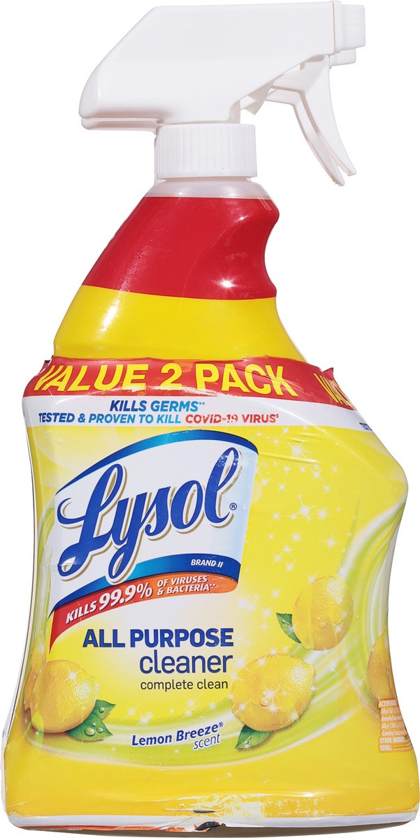 slide 8 of 9, Lysol All-Purpose Cleaner, Sanitizing and Disinfecting Spray, To Clean and Deodorize, Lemon Breeze Scent, 32oz, Pack of 2, 32 oz