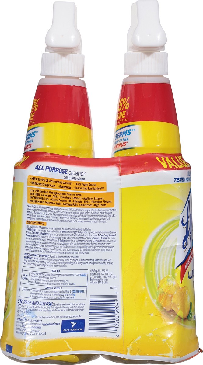 slide 6 of 9, Lysol All-Purpose Cleaner, Sanitizing and Disinfecting Spray, To Clean and Deodorize, Lemon Breeze Scent, 32oz, Pack of 2, 32 oz