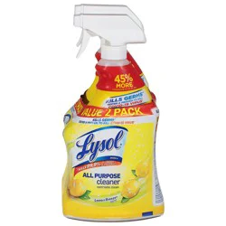 Lysol All-Purpose Cleaner, Sanitizing and Disinfecting Spray, To Clean and Deodorize, Lemon Breeze Scent, 32oz, Pack of 2