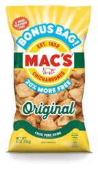 Mac's Chicharrones Bonus Bag Original Fried Pork Skins