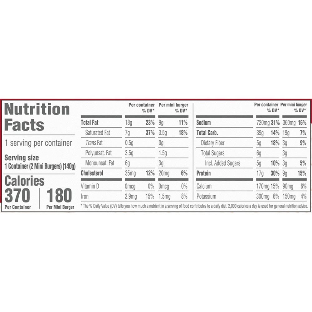 slide 4 of 5, Smart Ones Mini Cheeseburger Frozen Meal, 2 ct Box, 2.46 oz Mini Burgers, 2 ct