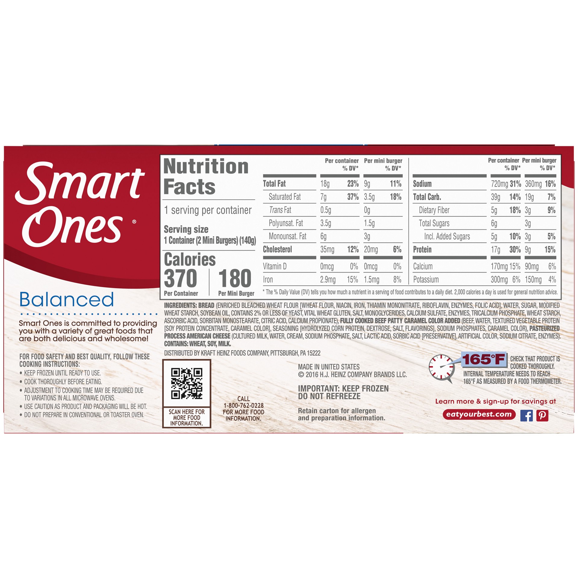 slide 2 of 5, Smart Ones Mini Cheeseburger Frozen Meal, 2 ct Box, 2.46 oz Mini Burgers, 2 ct