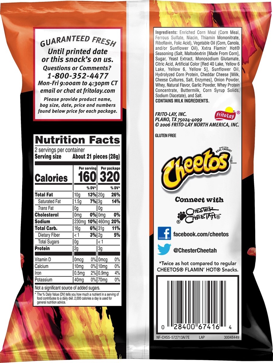 slide 4 of 5, Cheetos Cheese Flavored Snacks, Crunchy, Xxtra Flamin Hot, 2 oz