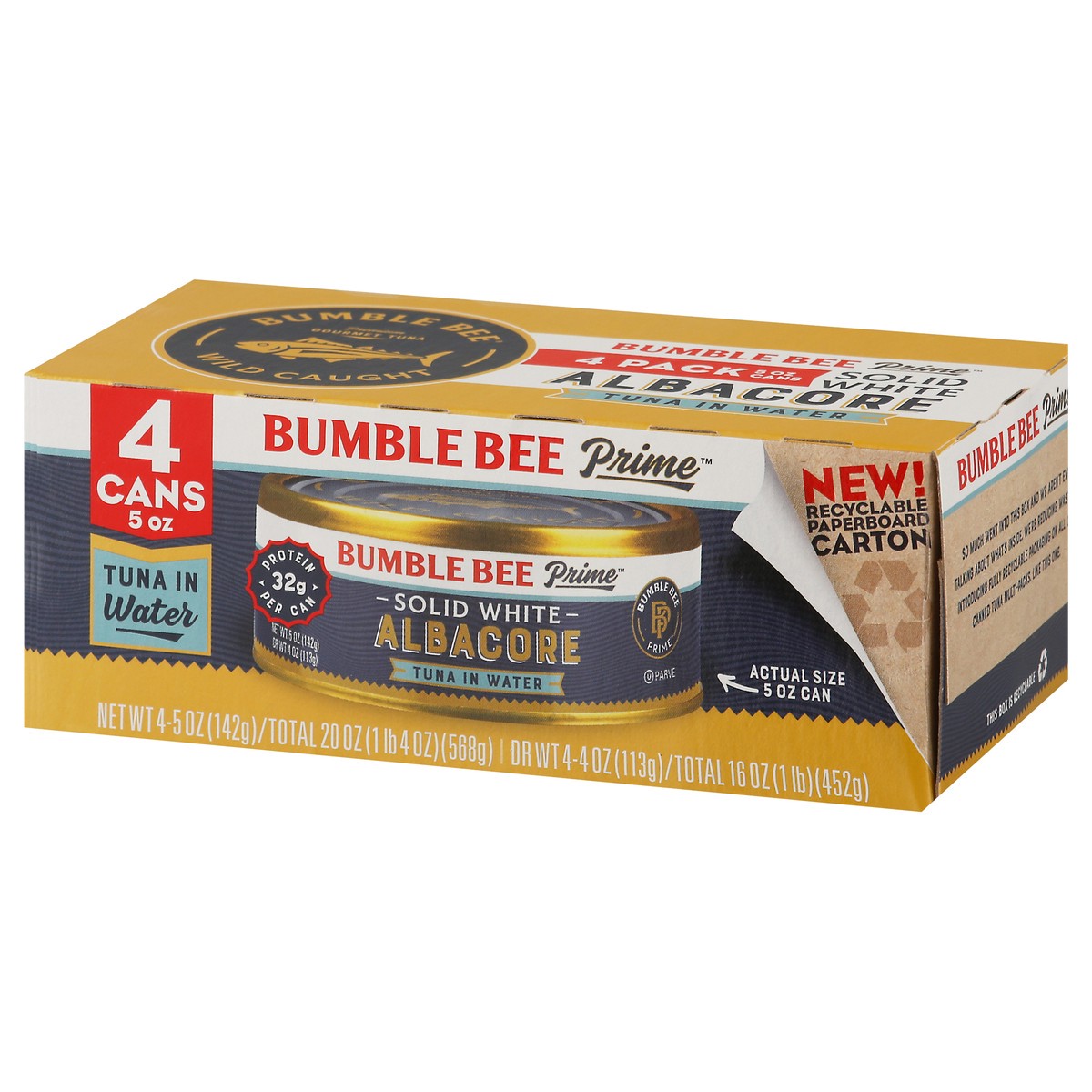 slide 3 of 11, Bumble Bee Tuna in Water, Albacore, Solid White, 4 Pack, 20 oz