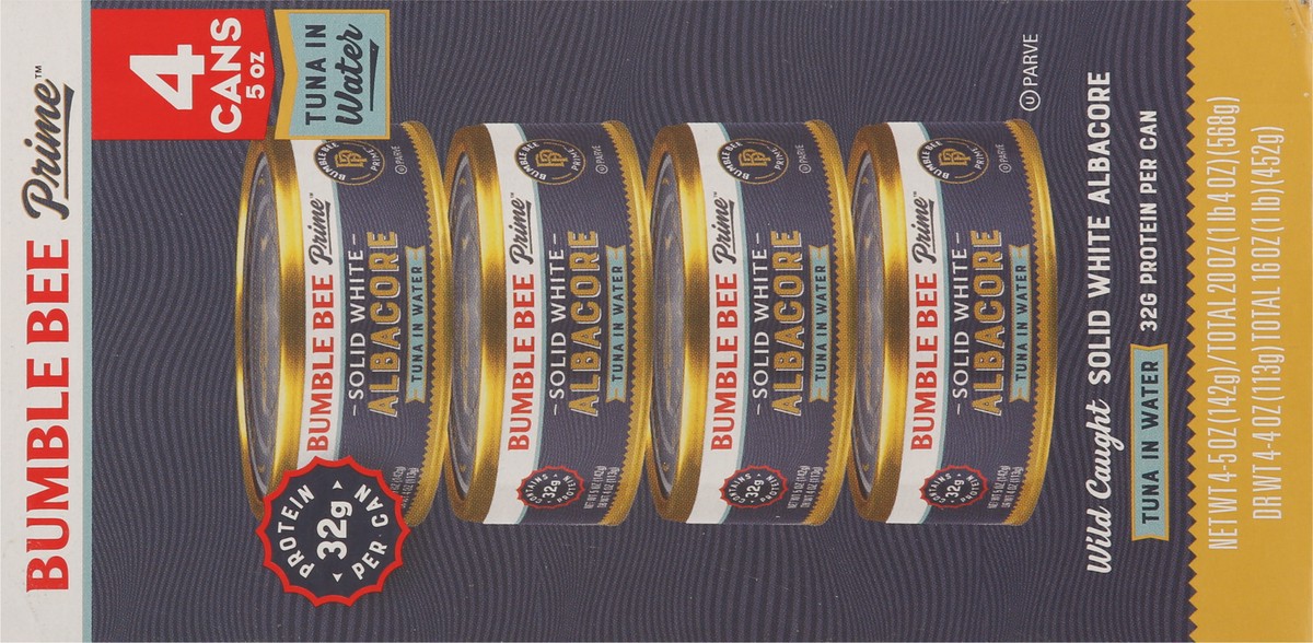 slide 6 of 11, Bumble Bee Tuna in Water, Albacore, Solid White, 4 Pack, 20 oz