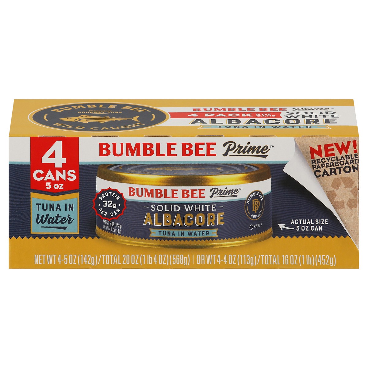 slide 2 of 11, Bumble Bee Tuna in Water, Albacore, Solid White, 4 Pack, 20 oz