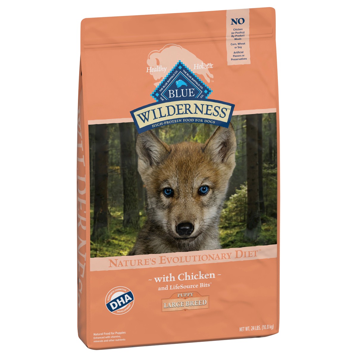 slide 2 of 9, Blue Buffalo Wilderness High Protein, Natural Puppy Large Breed Dry Dog Food, Chicken 24-lb, 24 lb