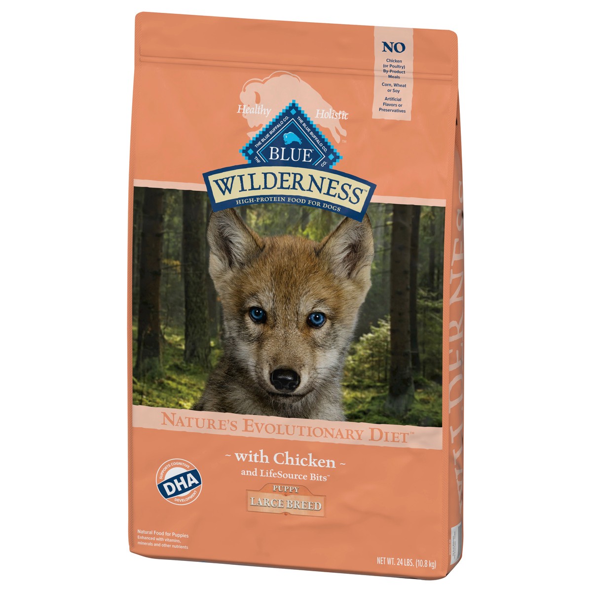 slide 4 of 9, Blue Buffalo Wilderness High Protein, Natural Puppy Large Breed Dry Dog Food, Chicken 24-lb, 24 lb