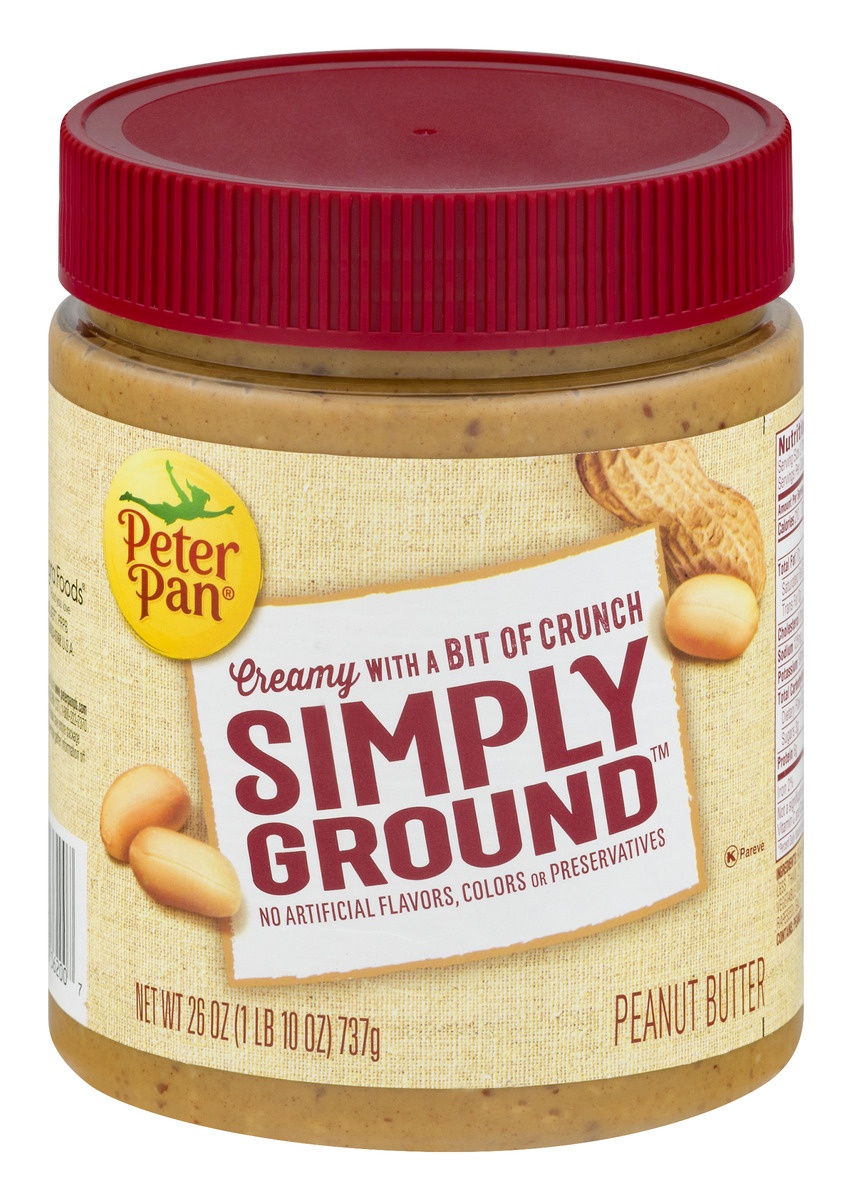 slide 1 of 1, Peter Pan Simply Ground Peanut Butter, 26 oz