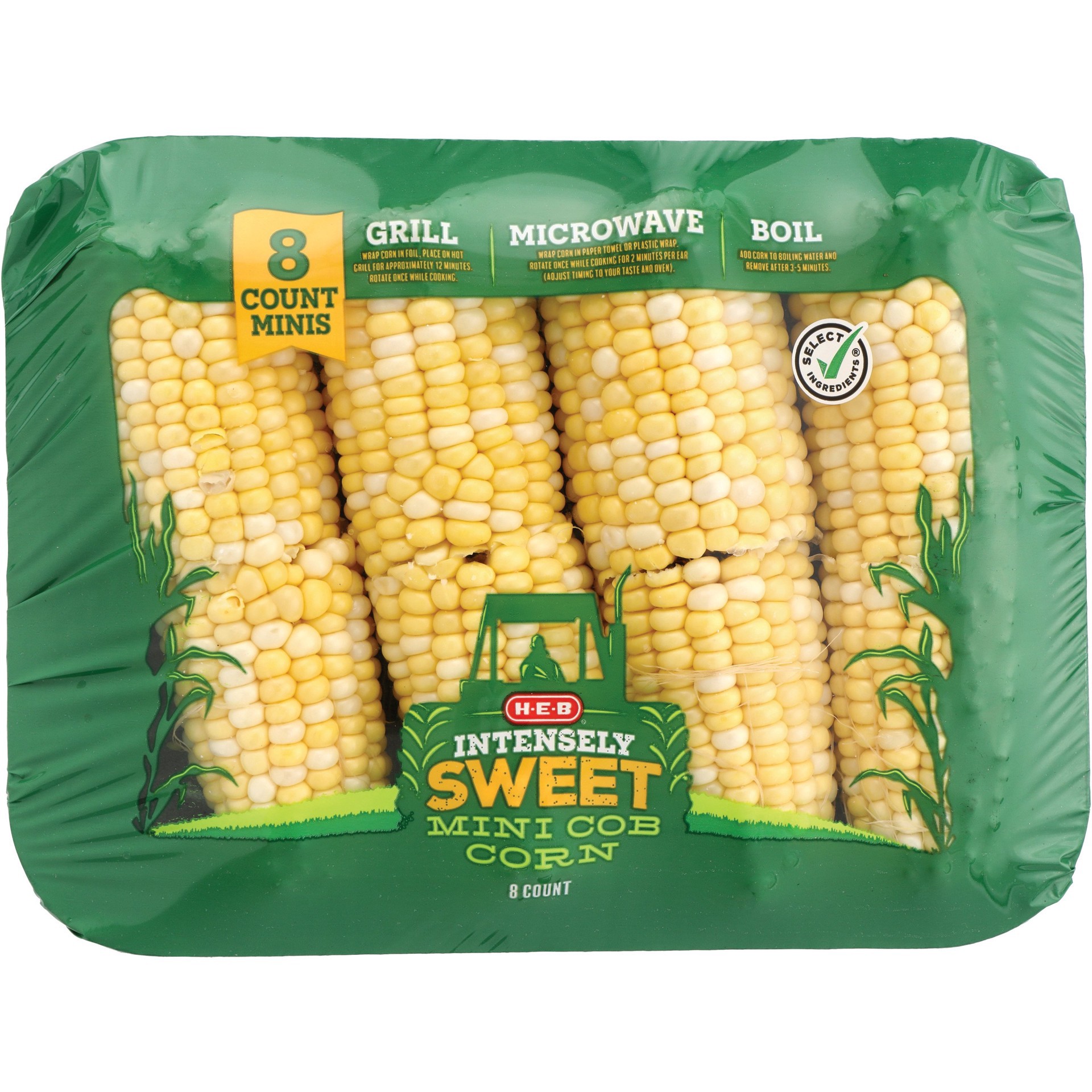 slide 1 of 1, H-E-B Intensely Sweet Mini Cob Corn, 8 ct