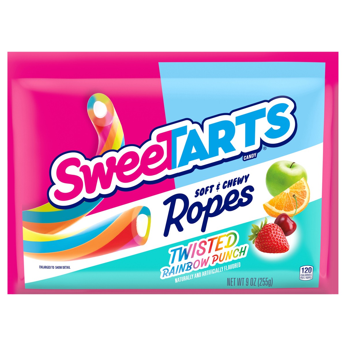 slide 3 of 4, SweeTARTS Twisted Rainbow Punch Ropes 9 Ounce Laydown, 9 oz