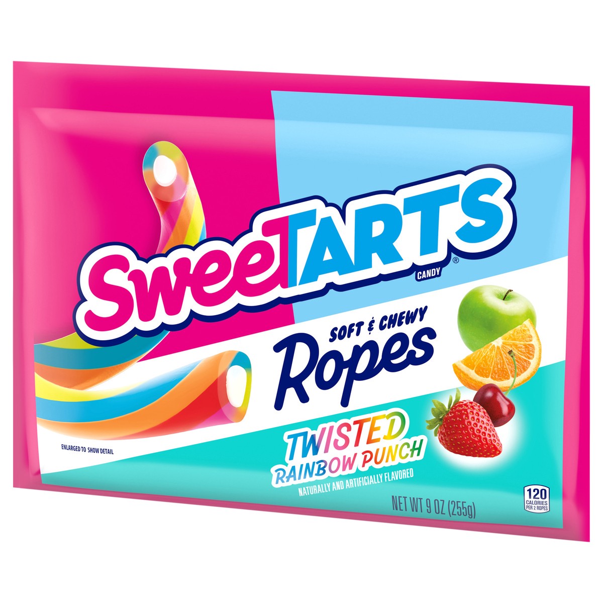 slide 4 of 4, SweeTARTS Twisted Rainbow Punch Ropes 9 Ounce Laydown, 9 oz