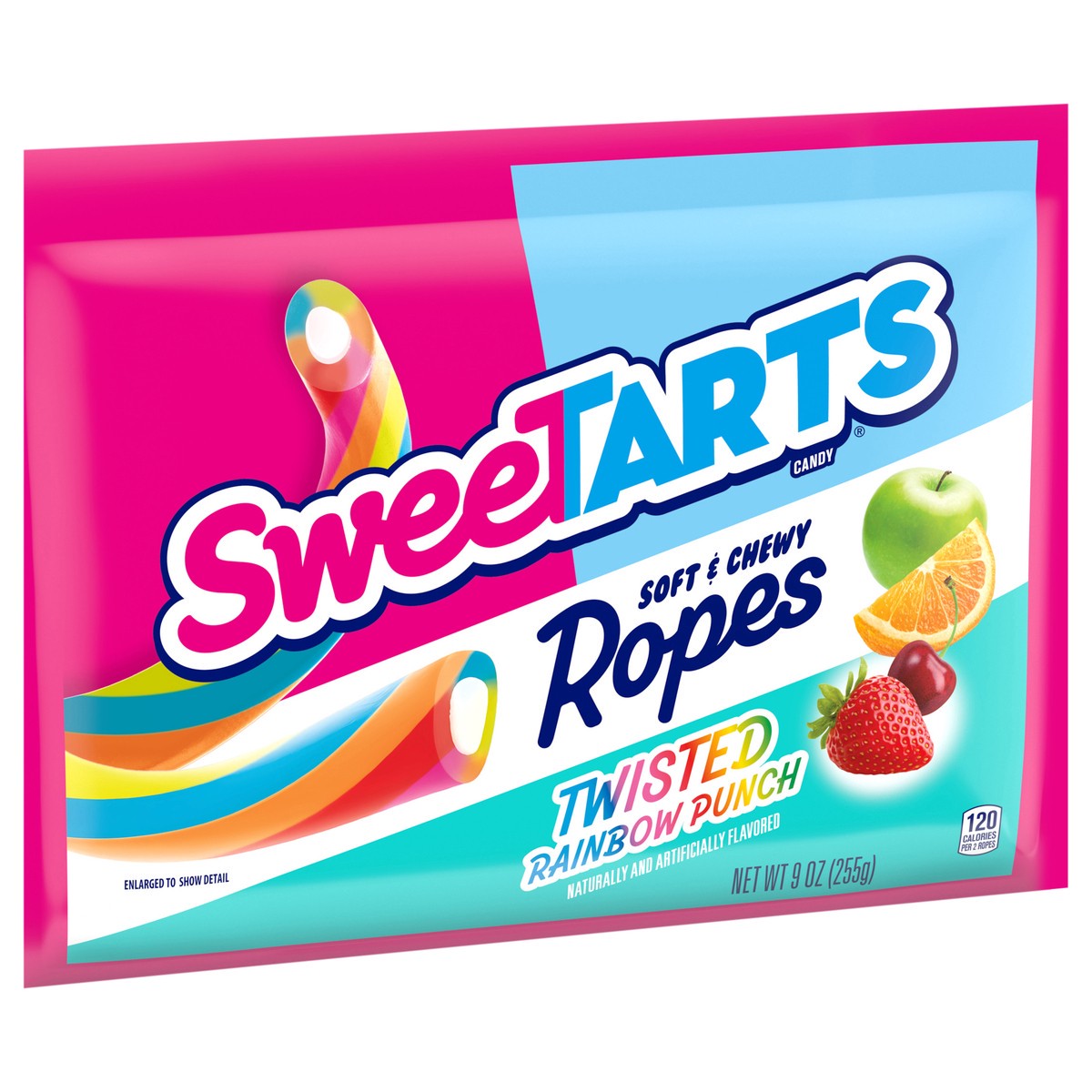 slide 2 of 4, SweeTARTS Twisted Rainbow Punch Ropes 9 Ounce Laydown, 9 oz