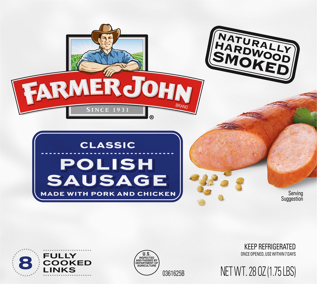 slide 3 of 3, Farmer John Classic Smoked Polish Sausage, 8 ct
