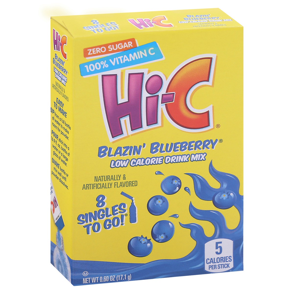 slide 2 of 9, Hi-C Singles to Go! Low Calorie Blazin' Blueberry Drink Mix 8 ea Box, 8 ct