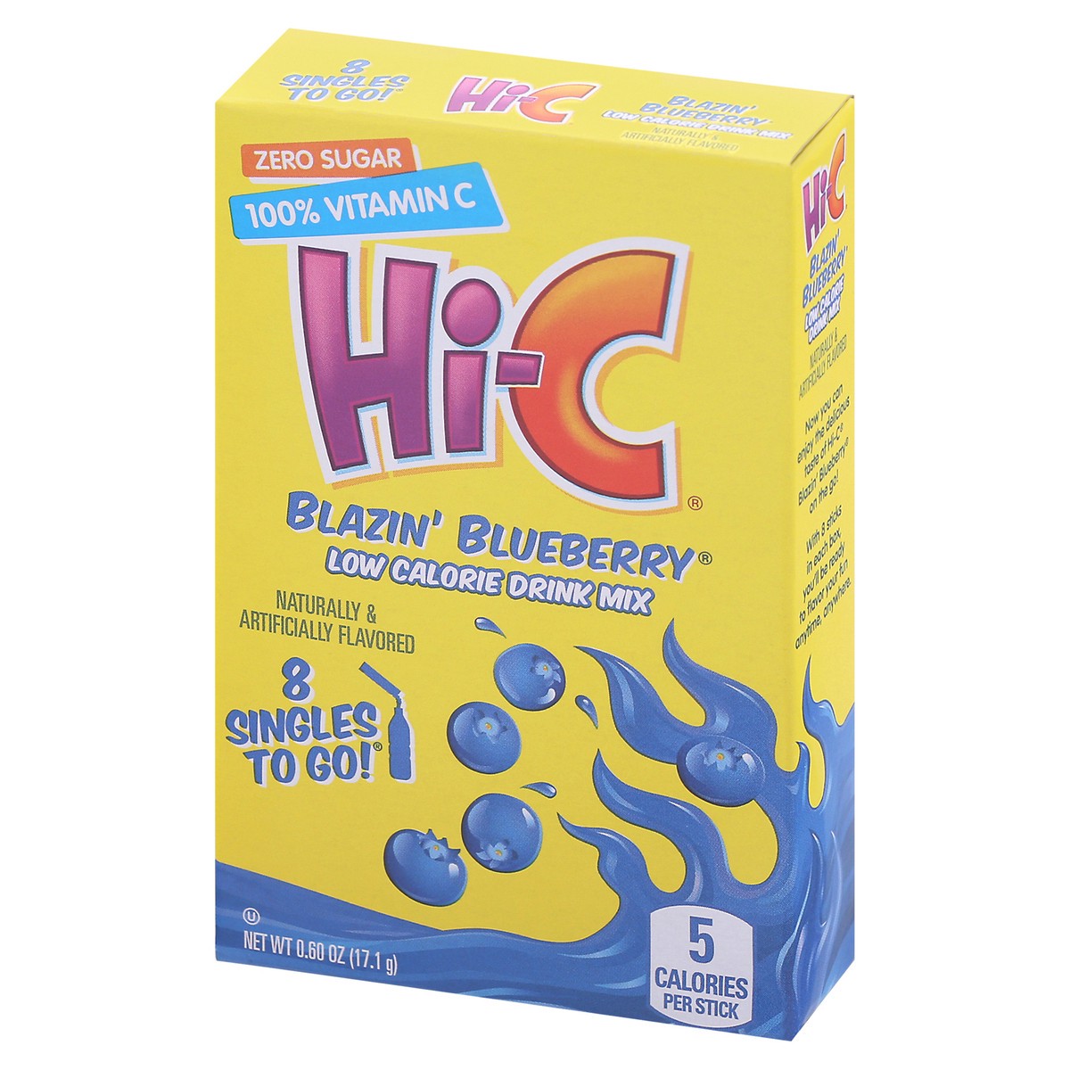 slide 3 of 9, Hi-C Singles to Go! Low Calorie Blazin' Blueberry Drink Mix 8 ea Box, 8 ct