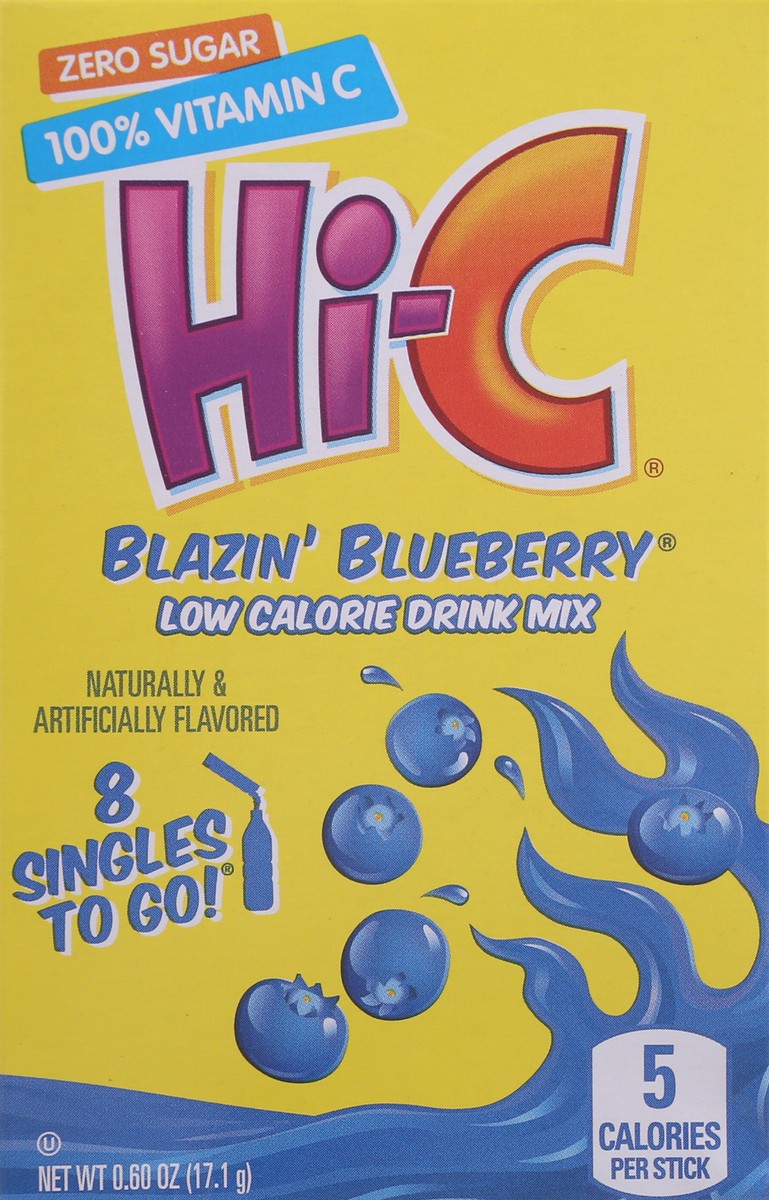 slide 6 of 9, Hi-C Singles to Go! Low Calorie Blazin' Blueberry Drink Mix 8 ea Box, 8 ct