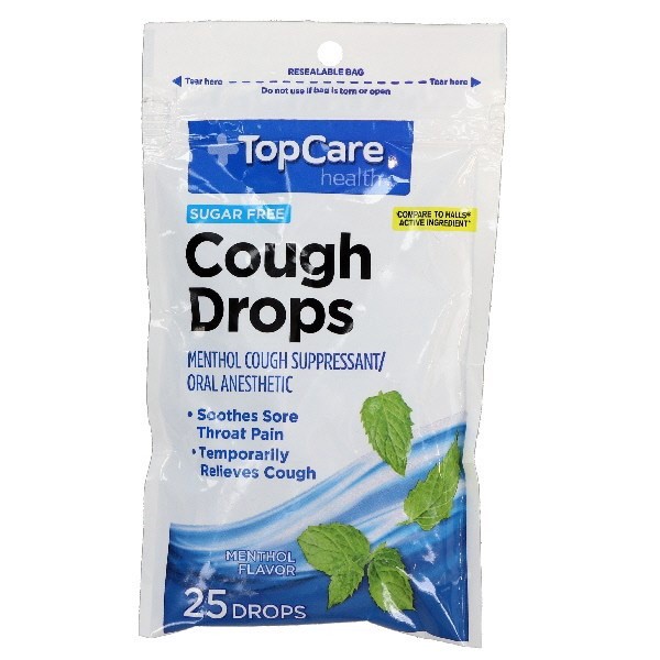 slide 1 of 6, TopCare Cough Drops Sugar Free Menthol Eucalyptus, 25 ct