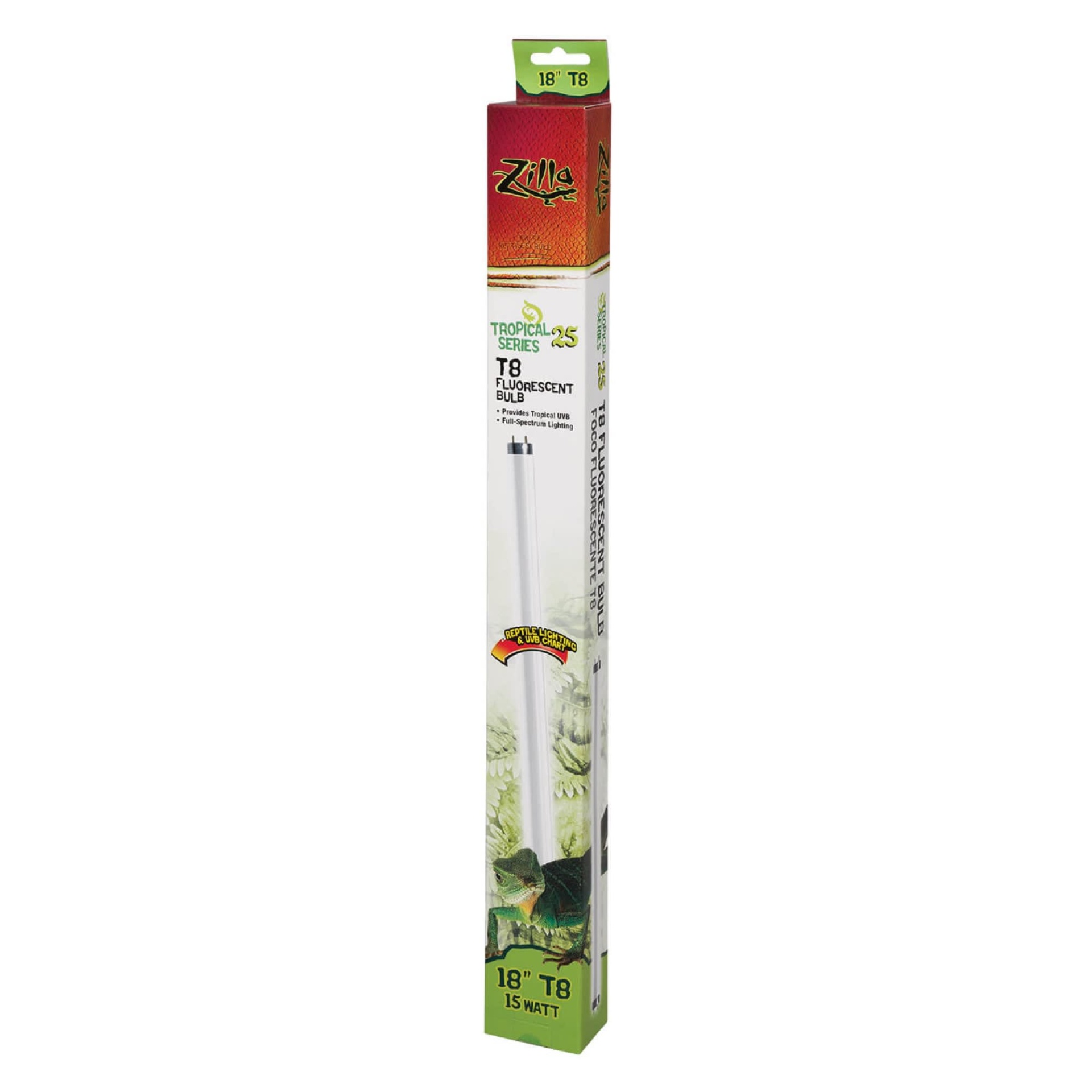 slide 1 of 1, Zilla Tropical 25 UVB Fluorescent T8 Bulb, 15 Watts, 18 in