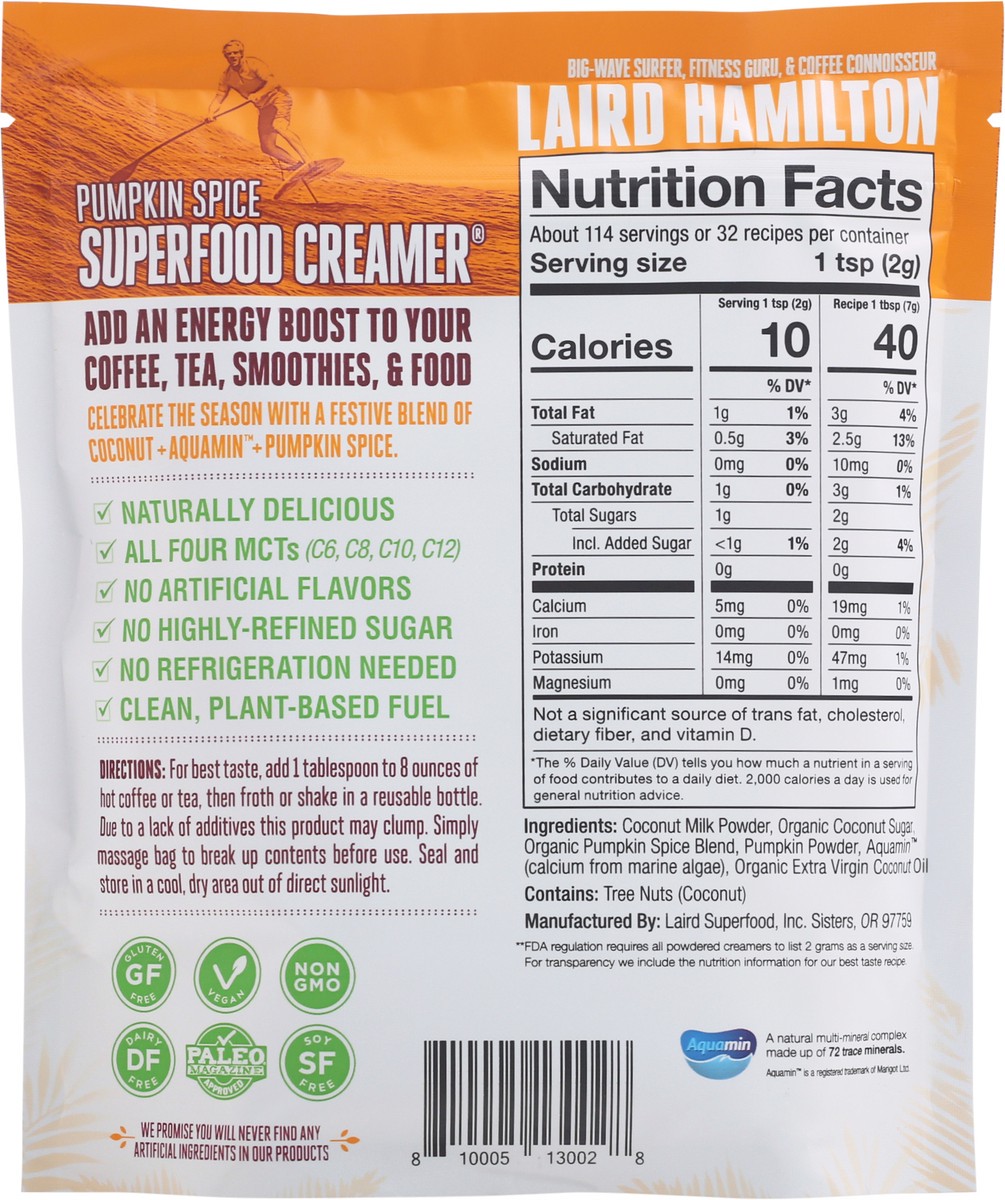 slide 5 of 9, Laird Superfood Pumpkin Spice Creamer 8 oz Pouch, 8 oz