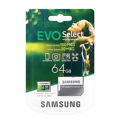 slide 1 of 1, Samsung EVO Select Micro Memory Card, 64 GB