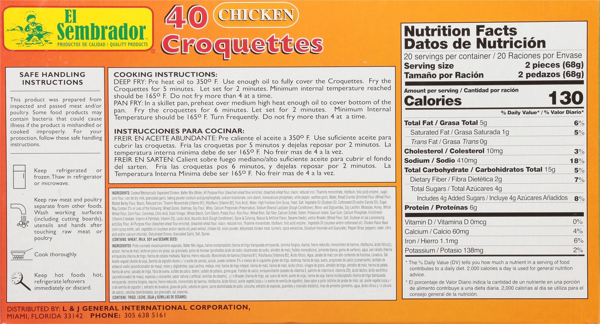 slide 4 of 9, El Sembrador Family Pack Chicken Croquettes 40 ea, 40 ct