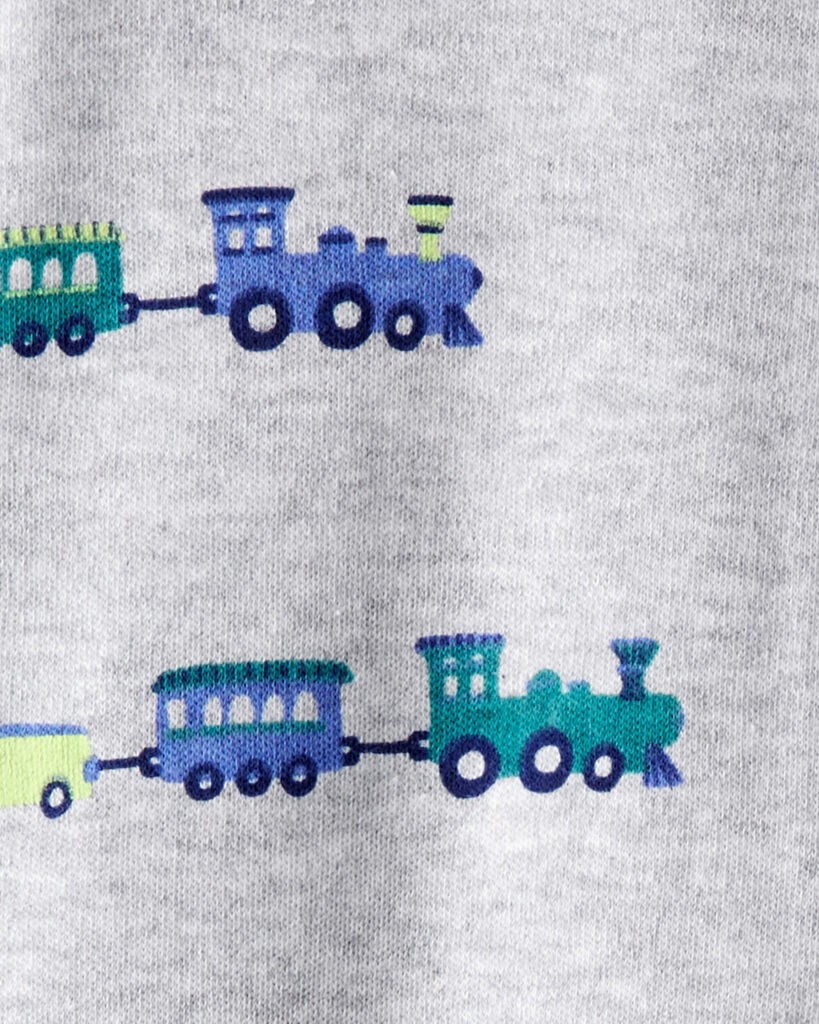 slide 3 of 3, Carter's Carters Baby Boy Train Cotton Long-Sleeve Snug Fit Sleep & Play Pajamas - Grey Grey 3M, 1 ct