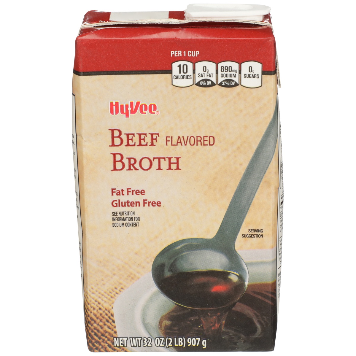 slide 1 of 1, Hy-vee Beef Flavored Fat Free Broth, 32 oz
