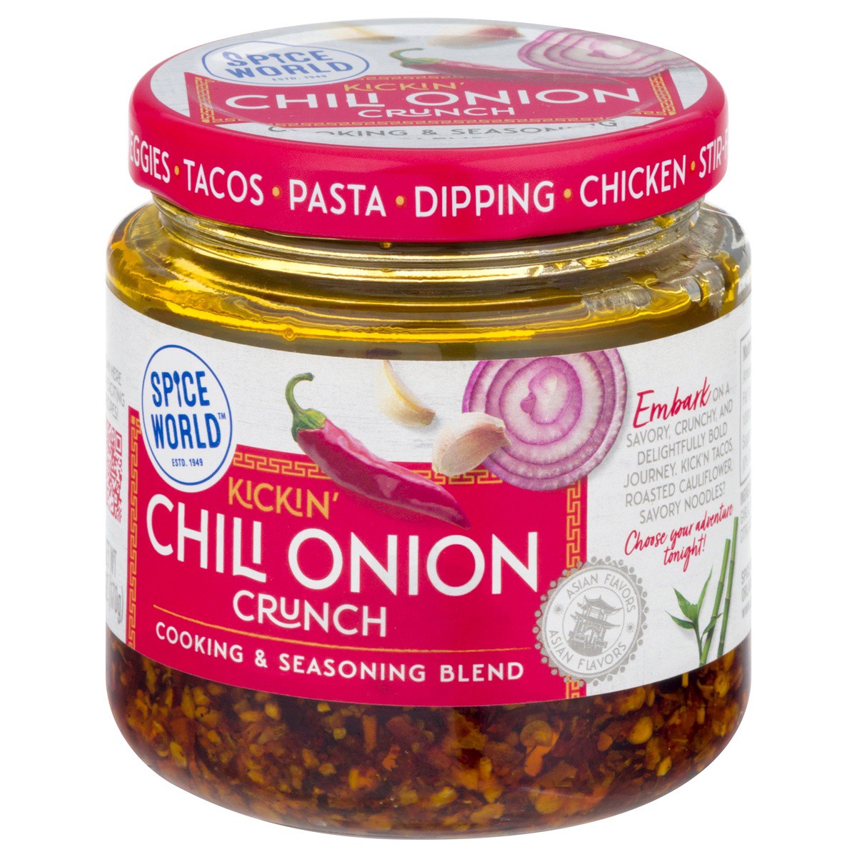 slide 3 of 9, Spice World Kickin' Chili Onion Crunch Cooking & Seasoning Blend - 6oz, per lb