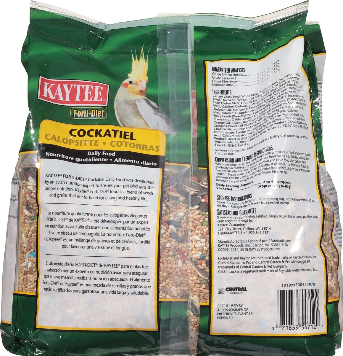 slide 5 of 9, Kaytee Forti-Diet Cockatiel Pet Food 5 lb, 5 lb