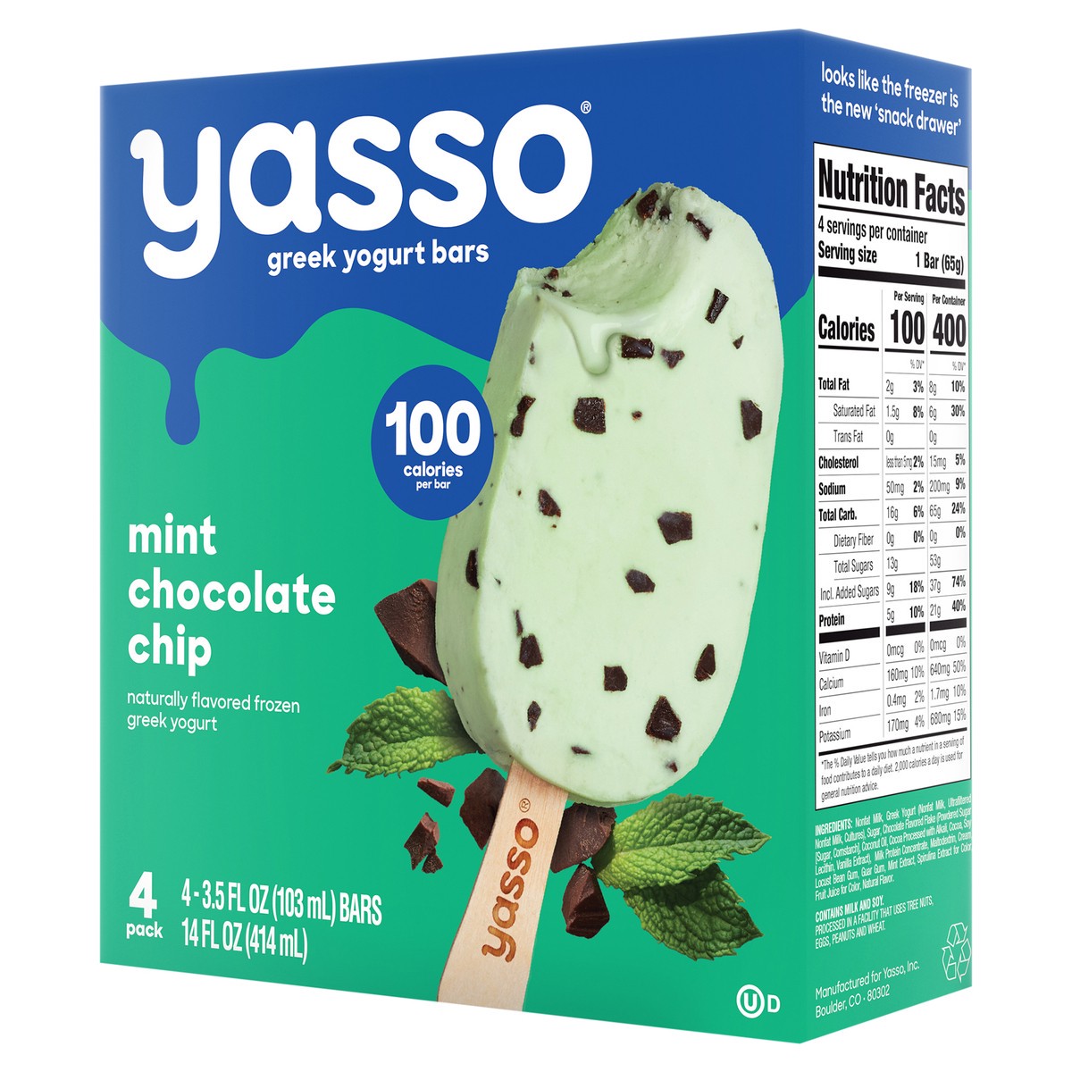 slide 3 of 9, Yasso Frozen Greek Yogurt - Mint Chocolate Chip Bars - 4ct, 4 ct