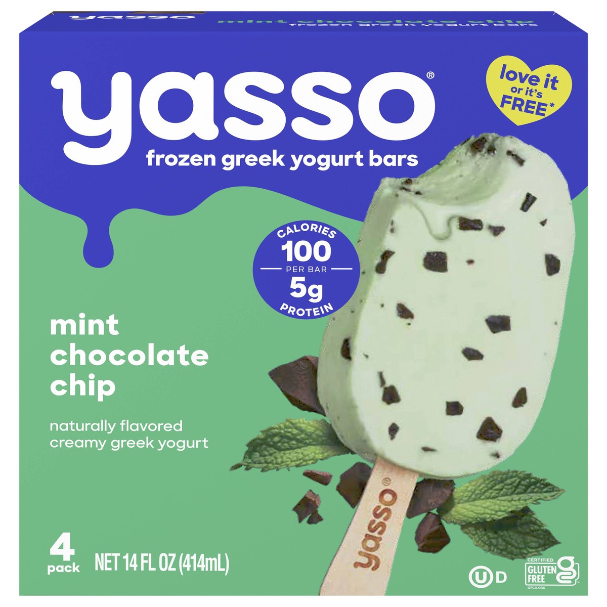 slide 1 of 9, Yasso Yasso Frozen Greek Yogurt Bars Mint Chocolate Chip Bars 4 3.5fl oz bars, 4 ct