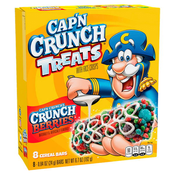 slide 1 of 1, Cap'n Crunch Treats With Rice Crisps Cereal Bars Crunch Berries Naturally & Artificially Flavored 0.84 Oz 8 Count, 6.7 oz