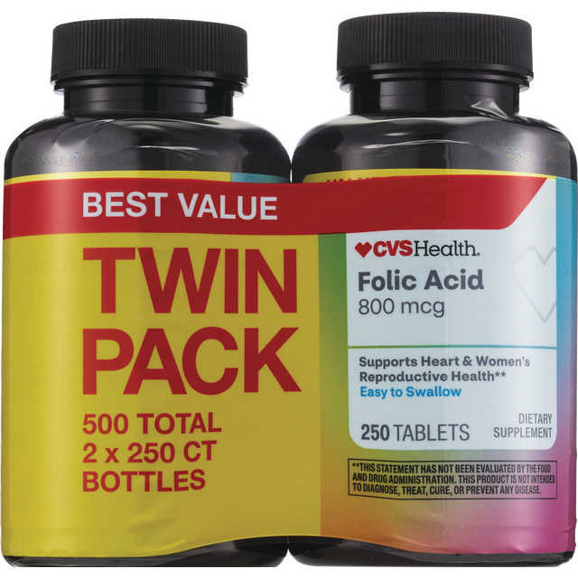 slide 1 of 1, Cvs Folic Acid 800Mcg Tabs Tp, 250 ct
