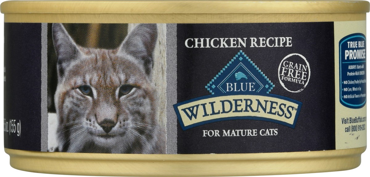 slide 4 of 12, Blue Buffalo Blue Wilderness for Mature Cats Grain Free Formula Chicken Recipe Food for Cats 5.5 oz, 24 ct