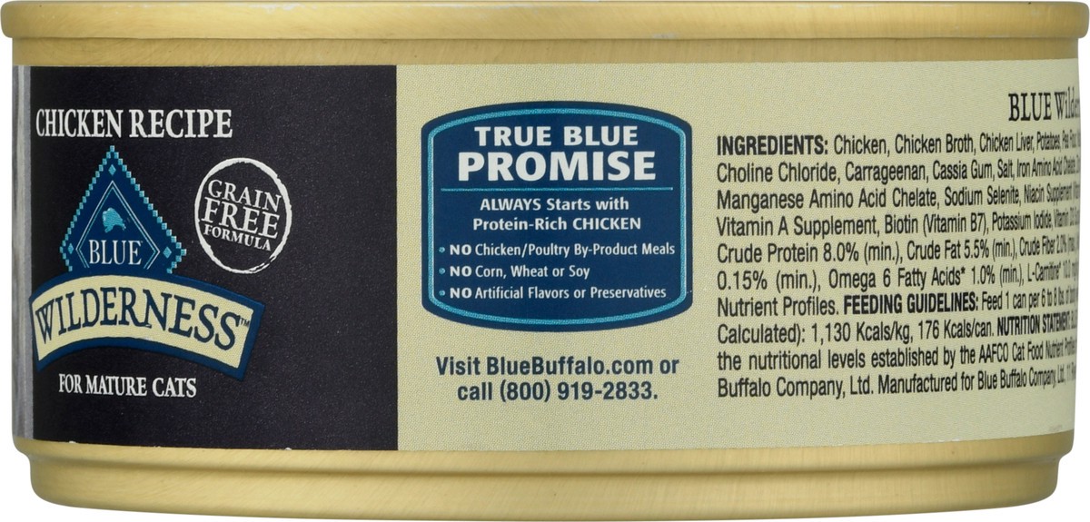 slide 12 of 12, Blue Buffalo Blue Wilderness for Mature Cats Grain Free Formula Chicken Recipe Food for Cats 5.5 oz, 24 ct