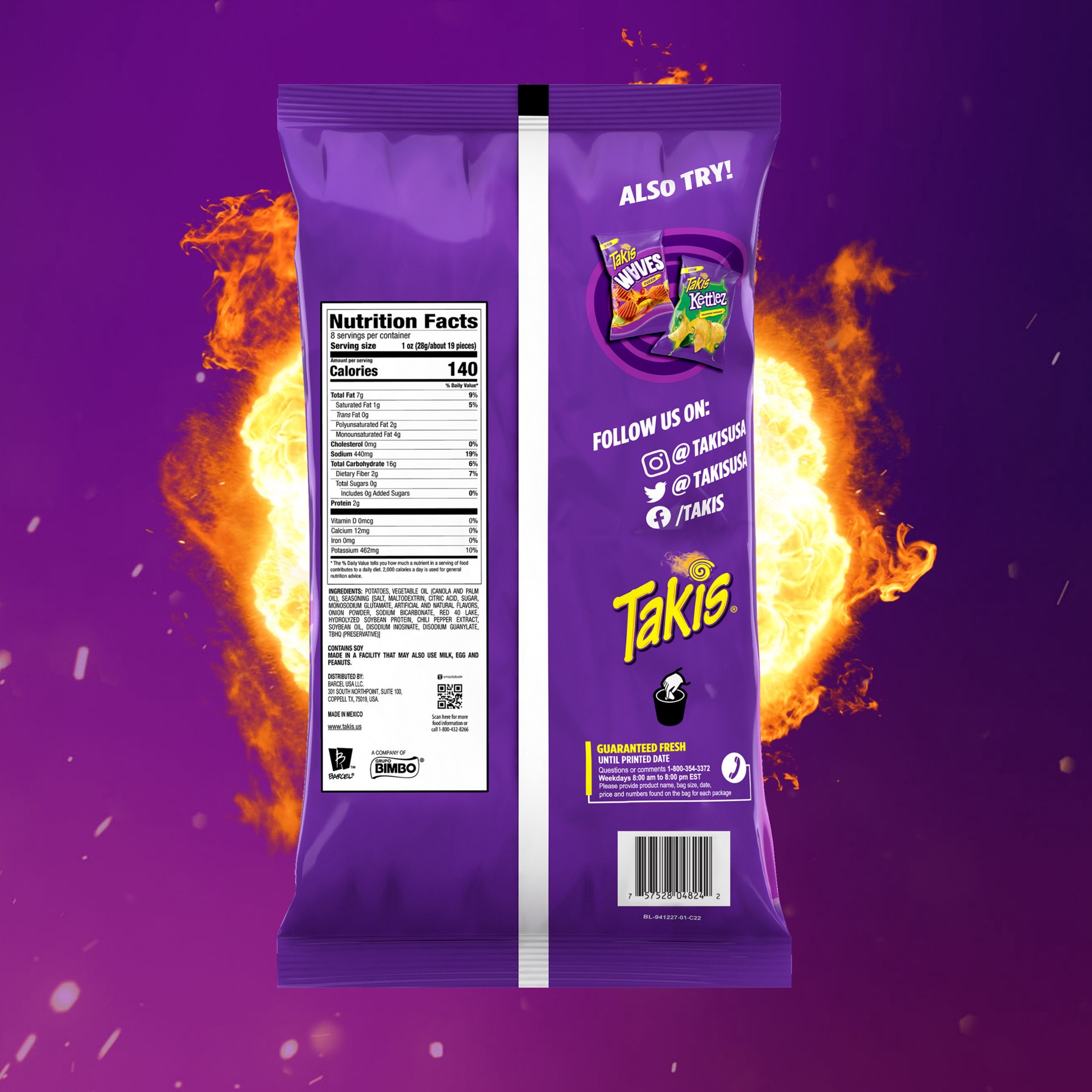 slide 7 of 7, Takis Chippz Extreme Fuego Potato Chips 8 oz, 8 oz