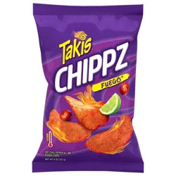 Takis Fuego Chippz 8 oz Sharing Size Bag, Hot Chili Pepper & Lime Flavored Extreme Spicy Thin-Cut Potato Chips