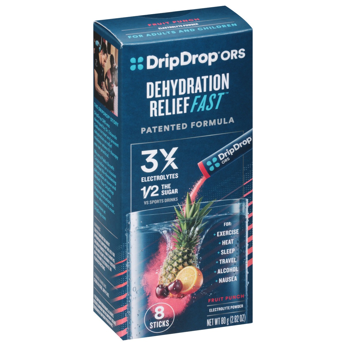 slide 8 of 9, DripDrop Fruit Punch Electrolyte Powder 8 - 80 g Sticks, 8 ct