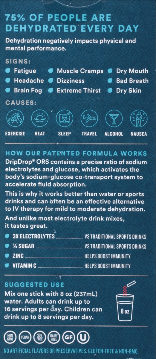 slide 4 of 9, DripDrop Fruit Punch Electrolyte Powder 8 - 80 g Sticks, 8 ct