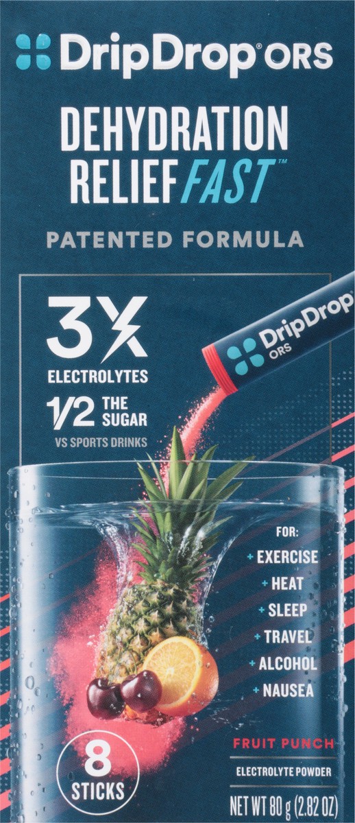slide 5 of 9, DripDrop Fruit Punch Electrolyte Powder 8 - 80 g Sticks, 8 ct