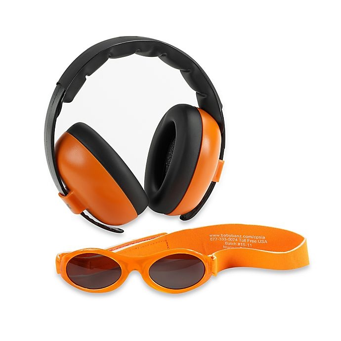 slide 1 of 1, Baby Banz Size 0-2 Years earBanZ Hearing Protection with Sunglasses - Orange, 1 ct