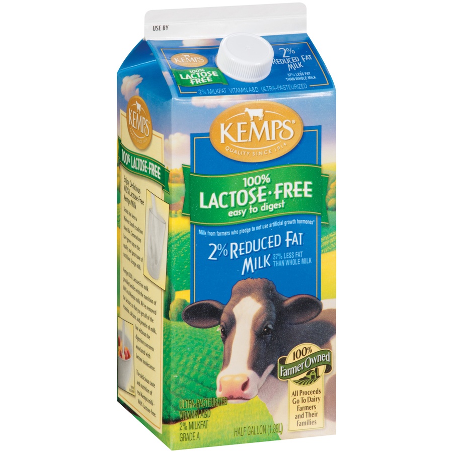 slide 3 of 3, Kemps Lactose Free 2% Milk, 1/2 gal