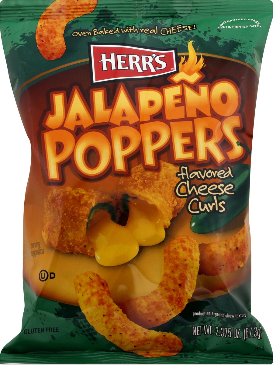 slide 4 of 11, Herr's Jalapeno Poppers Flavored Cheese Curls 2.375 oz, 2.375 oz