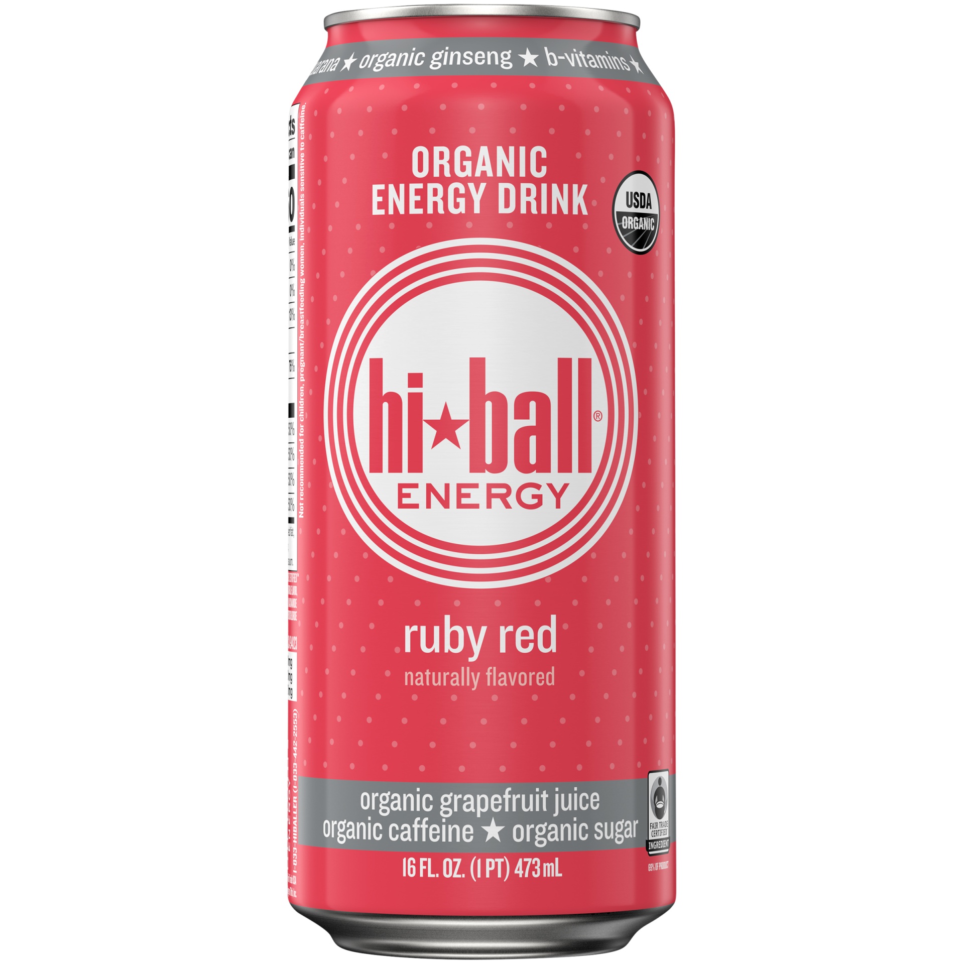 slide 1 of 2, Hiball Energy Certified Organic Energy Drink, Ruby Red Grapefruit, 16 fl oz