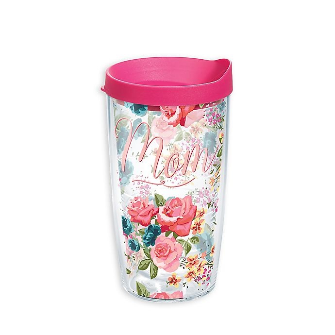 slide 1 of 1, Tervis Mom Pink Roses Wrap Tumbler with Lid, 16 oz