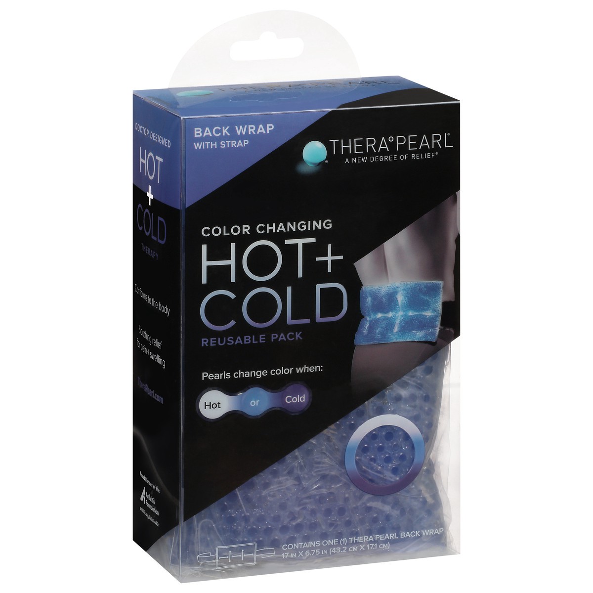 slide 3 of 9, TheraPearl Hot + Cold Reusable Pack Back Wrap with Strap 1 ea, 1 ct