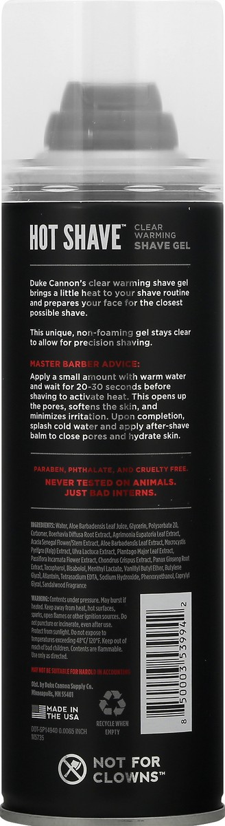 slide 11 of 12, Duke Cannon Hot Shave Clear Warning Shave Gel 8 oz, 8 oz