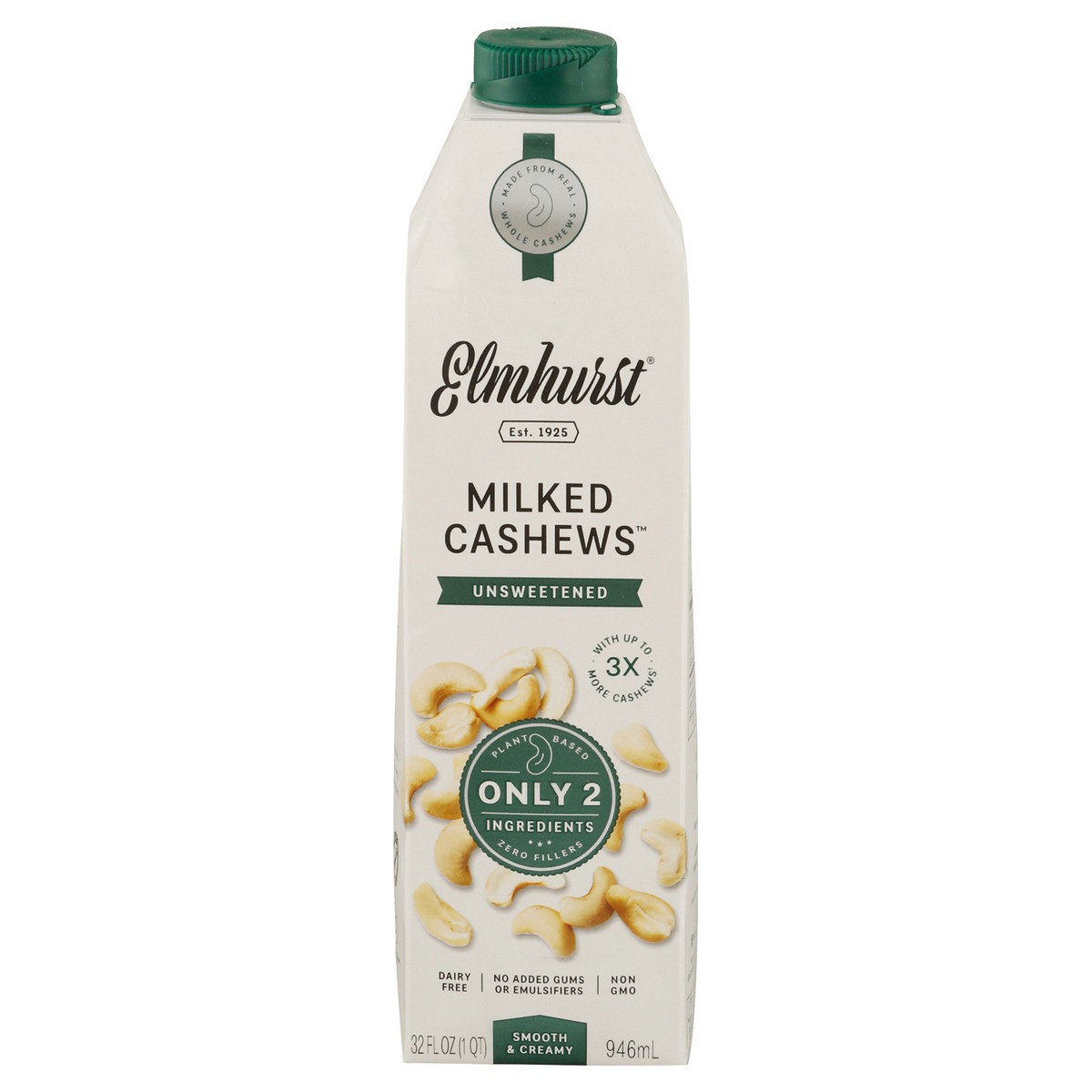 slide 2 of 13, Elmhurst Unsweetened Milked Cashews Non-dairy Beverage, 32 fl oz